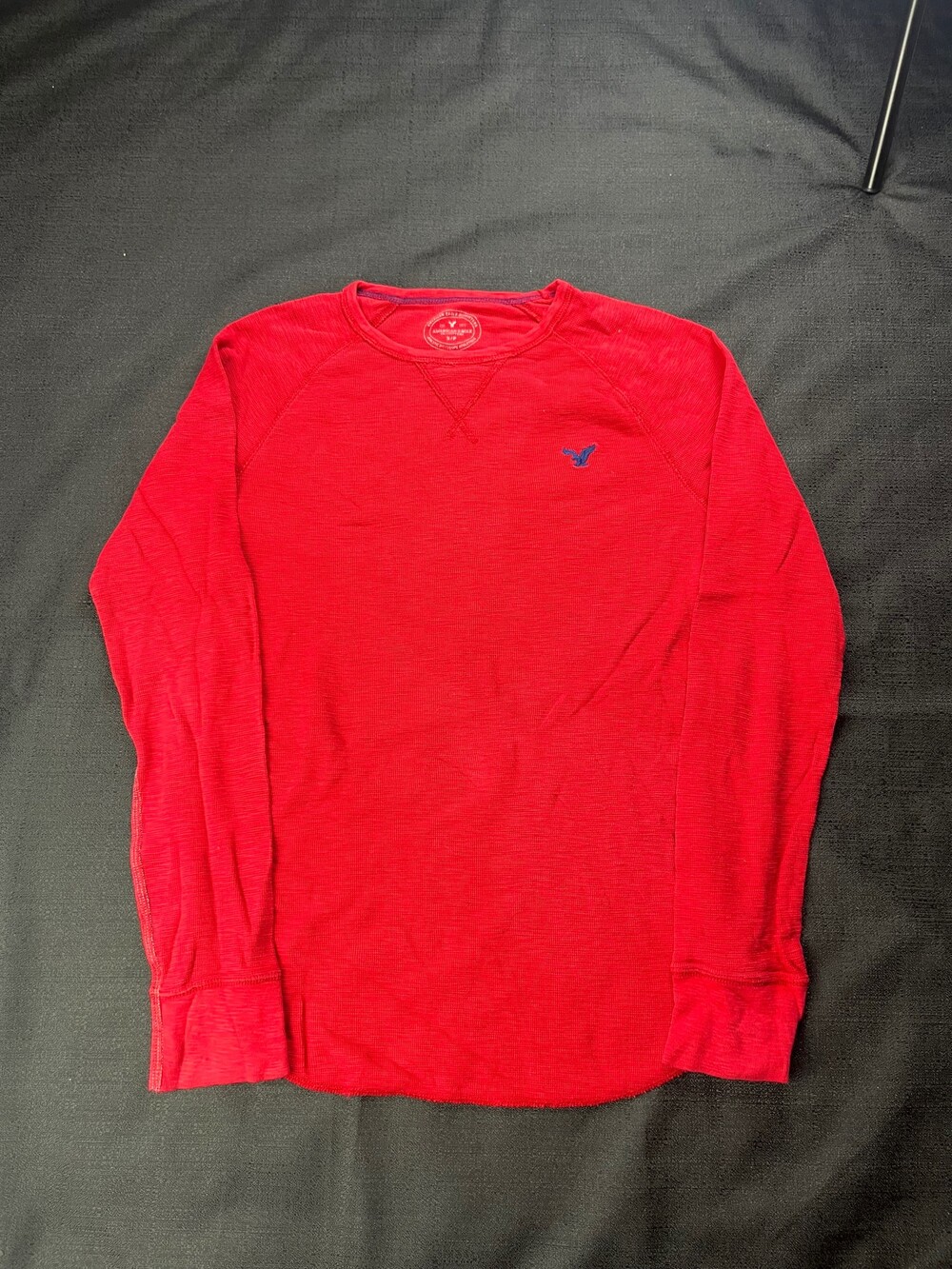 American Eagle Outfitters Small Red Waffle Knit Long Sleeve Shirt